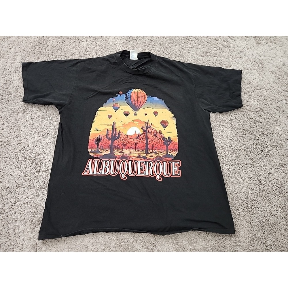 Albuquerque Hot Air Balloon Desert Graphic T Shirt Mens XL Port & Company Black